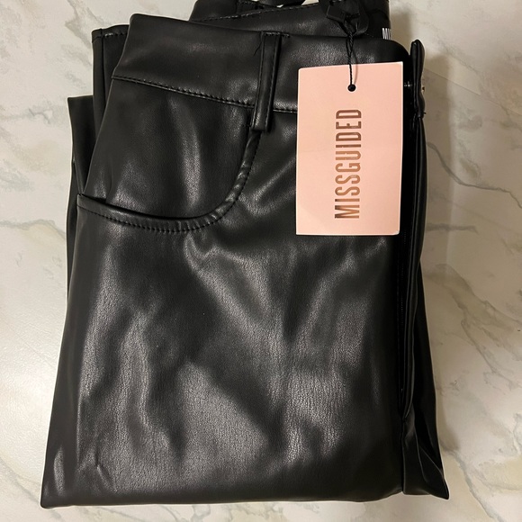 Missguided Black Faux Leather Slim Leg Pants - Picture 3 of 3